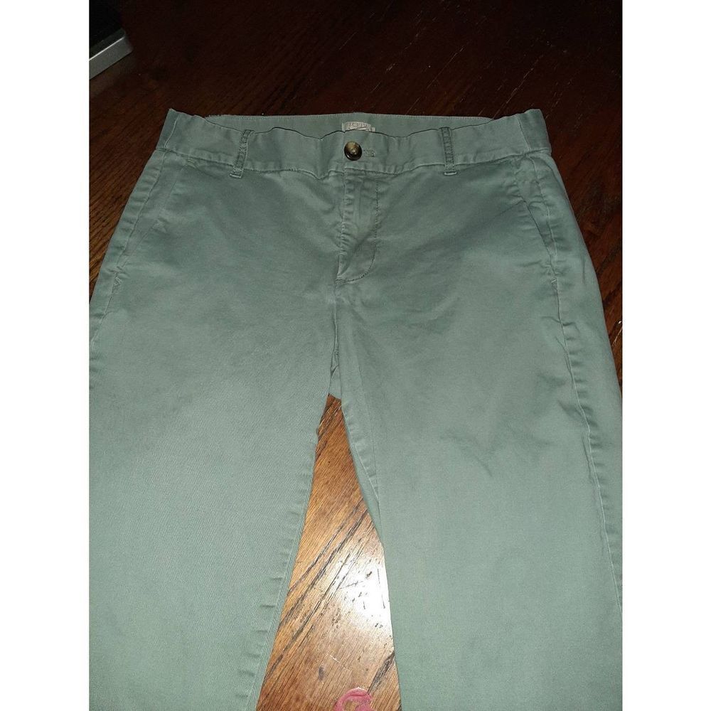 Size 4 J Crew Stretch Greyish Green Casual Mid Rise Pants with Pockets - Picture 2 of 3